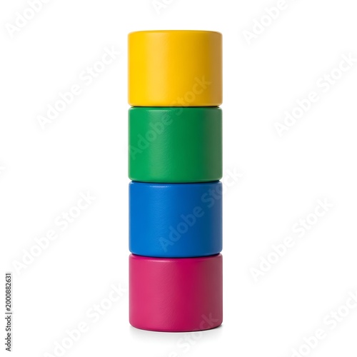 Colorful stacked cylindrical blocks toy with cylindrical colorful children educational learning development stacking playtime education