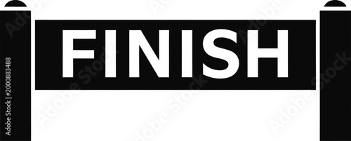 Finish line banner, racing sign, black and white vector, sport finish line, goal concept