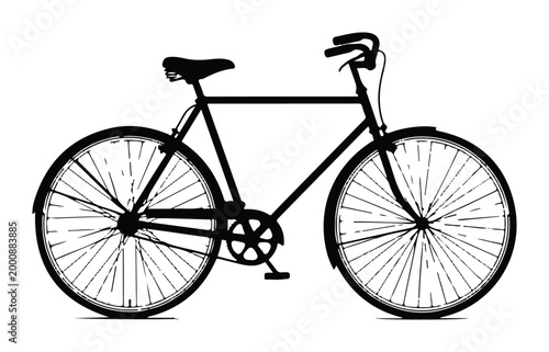 Classic black bicycle silhouette simple vector illustration of a vintage commuter bike isolated on white background for transportation or lifestyle concepts
