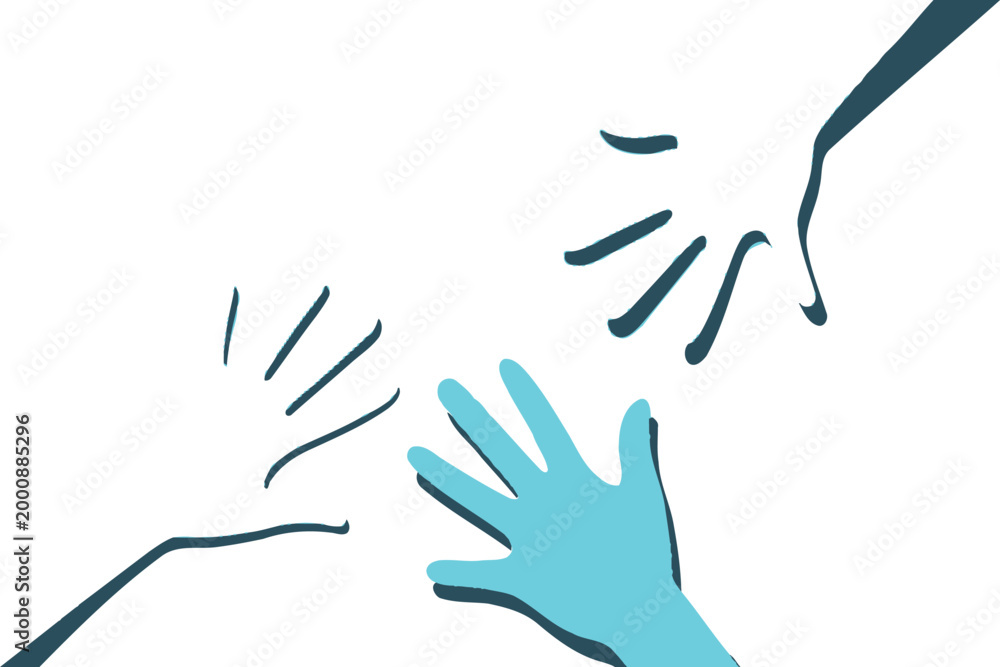 Obraz premium Abstract illustration of reaching hands and energetic lines
