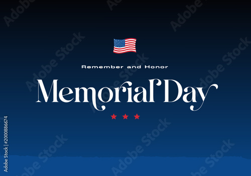 Memorial Day poster vector illustration honoring fallen heroes, remembering sacrifice, patriotism, and national pride with respect.