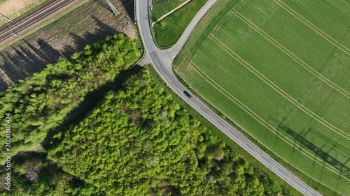 Aerial view of a country road
