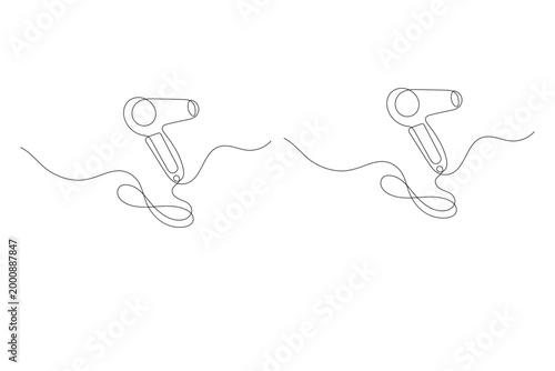  Hair dryer, continuous one-line art drawing of a professional salon beauty styling tool vector
