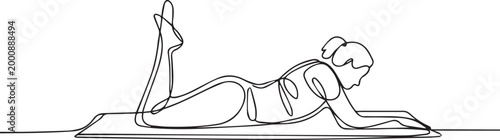 Continuous line drawing of woman in yoga pose isolated on white background