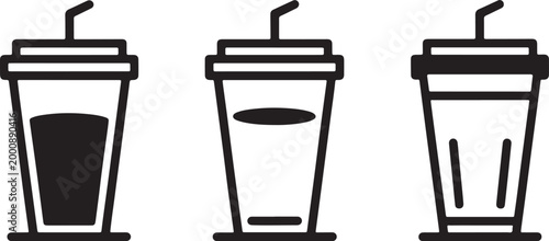 Drink icon design Illustration set for Projects Collection of various drink cups and bottles including soda Coffee cup big icon. Coffee, tea, drinks, cocoa, cup, cafe and more. vector design 