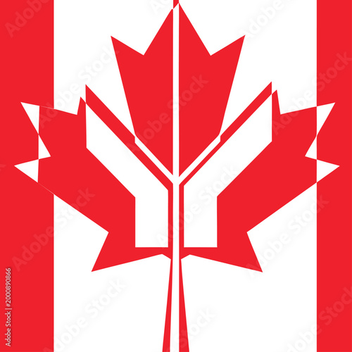 Stylized maple leaf icon with Canadian flag colors design.