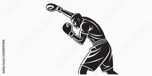 Fotografie Dynamic silhouette graphic of a boxer performing an uppercut move in a competiti