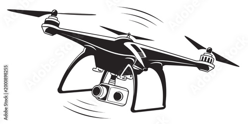 Tableau sur toile Modern quadcopter drone with camera flying graphic quadcopter technology videogr
