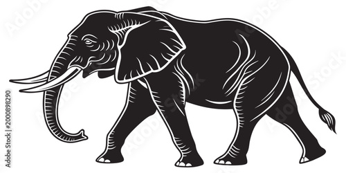 Foto African elephant walking side view graphic illustration with elephant wildlife c