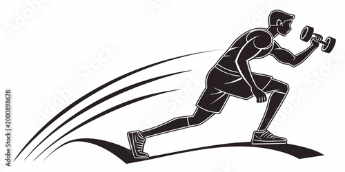 Man exercising with dumbbell in dynamic motion illustration exercise dumbbell training strength activity weightlifting movement lifestyle bodybuilding athletic performance physical