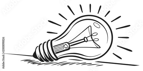 Simple hand drawn glowing lightbulb symbolizing bright creative ideas with lightbulb creativity innovation inspiration solution electricity invention thinking business knowledge discovery