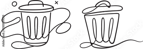 Minimal outline trash icon modern clean style for web and app interface use