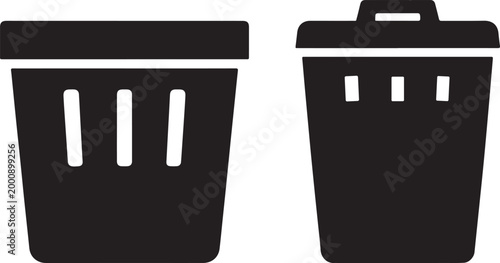 Minimal solid trash bin icon modern clean style for app web interface use