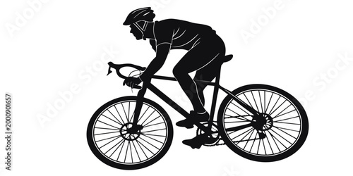 Isolated black silhouette of a professional road cyclist on a bicycle with exercise silhouette illustration activity training competition lifestyle triathlon movement recreation transport