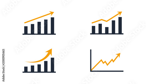 Foto Business growth charts and graphs rising arrow analytics finance data progress v