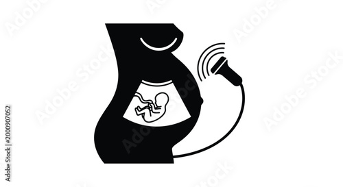 Pregnant woman with ultrasound scan medical examination silhouette high quality professional