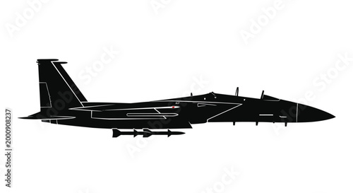 Military fighter jet silhouette against a white background high quality professional