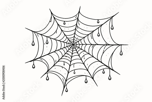 Quadro em tela Tela de araña con gotas de rocío