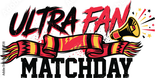 Vibrant Ultra Fan Matchday Illustration with Scarf and Horn