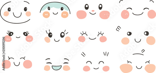 Seamless vector pattern illustration of funny cute cartoon faces and icons with hearts flowers cupcakes and baby love themed decorative wallpaper design