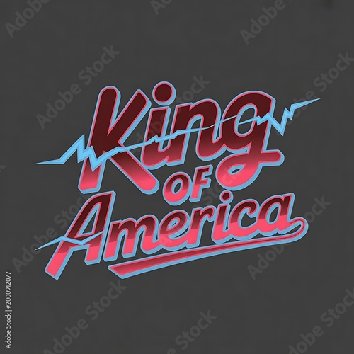 Retro stylized text design King of America with bold lettering and vibrant accents