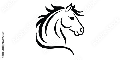 Foto Black horse head silhouette icon design
