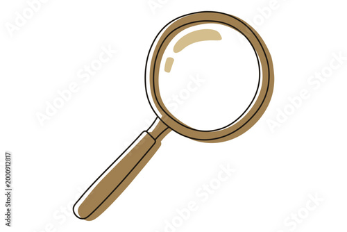 фотографія Magnifying glass drawing cartoon vintage doodle clipart with detective lens colo