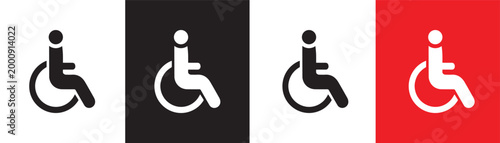 Set of wheelchair accessibility icons in different color backgrounds
