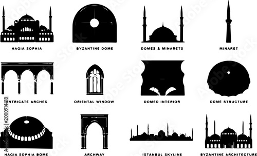 Tableau sur toile Hagia Sophia Byzantine Dome Minaret Istanbul Skyline Islamic Architecture Silhou
