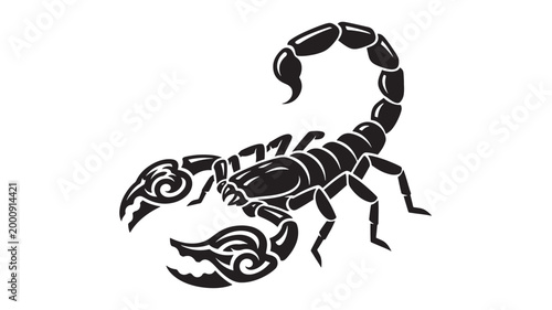 Scorpion emblem with boxing gloves and clawed tail in bold black silhouette style for gaming branding