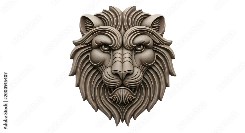 Fototapeta premium A majestic lion's head with a detailed mane on a transparent background