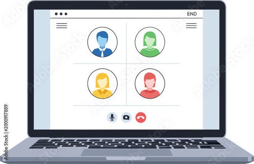 Online Meeting Laptop Screen Vector
