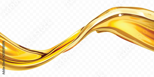 abstract 3d smooth liquid cooking, engine, olive oil and honey splashing with droplets in curve style isolated on transparent background