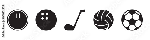 Collection of classic sport ball and game gear simple icons.