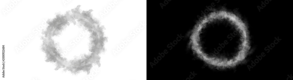 Fototapeta premium PNG image of&nbsp;wispy white smoke ring forming a circular pattern on a black background on transparent background
