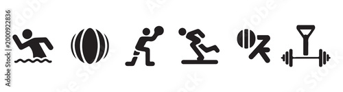 Gym and fitness training icons for workout routine schedule.