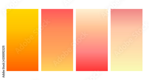 Warm gradient color palette set with four vertical panels in orange pink and yellow tones