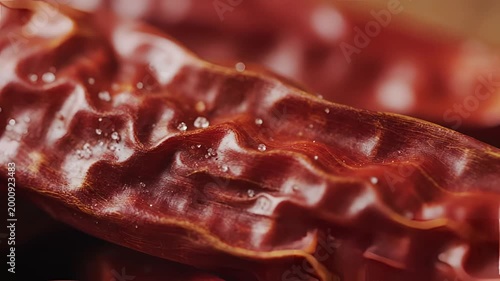 Closeup Macro Shot of Dried Red Chili Pepper Texture with Water Droplets 1.