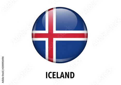 Glossy round icon with the flag of iceland