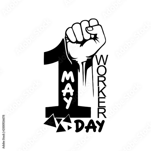 symbol illustration mayday black bold union labor protest vector white