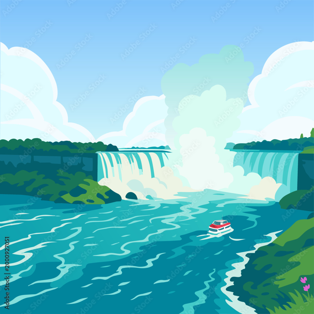 Naklejka premium Niagara Falls Vector Illustration