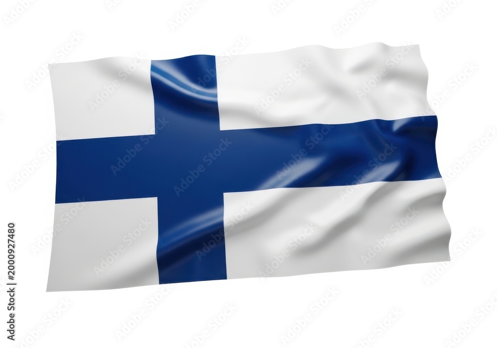 Obraz premium Waving flag of finland isolated on white background