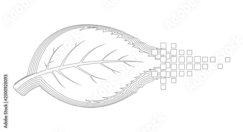 Digital Leaf Dissolving into Pixels