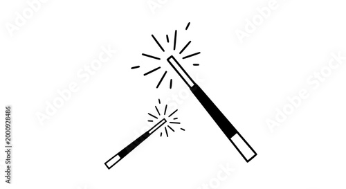 Minimalist Magic Wand Vector Illustration with Sparks