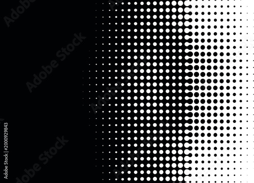 High contrast halftone dot pattern texture in black and white for modern design backgrounds