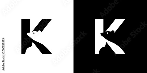 logo combination of letter K with bear silhouette
