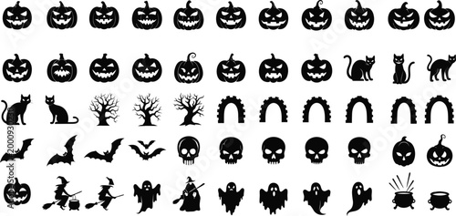 witches silhouettes cauldron vector celebration spooky halloween