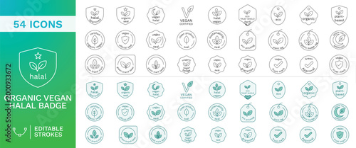 Premium Quality Control Product Trust Seals including Halal Certified Vegan Verified and Plant Based Badge Tags for Healthy Lifestyle Branding and Marketing Materials