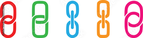 Colorful Chain Link Icon Set, Connection Symbol Collection, Abstract Link Logo Design Vector