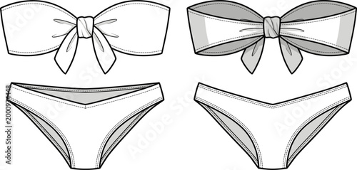 Fotografía Women's Strapless Bandeau Bikini Set with Decorative Front Bow Detail Technical